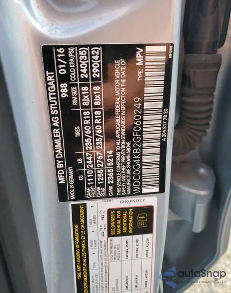 2016 Mercedes-Benz Glc 300 4Matic from USA, damaged, VIN WDC0G4KB2GF060249